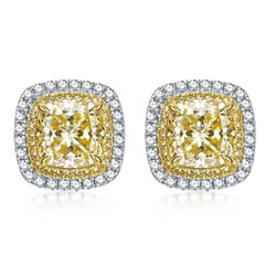 Лаборатори цитрин 18К алтаар бүрсэн шигтгэж зүүдэг мөнгөн ээмэг